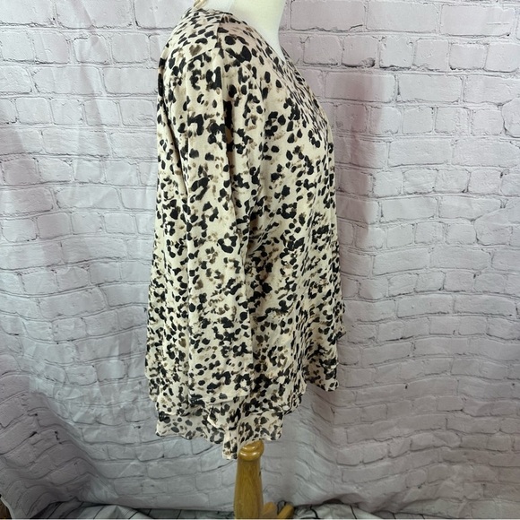 simply vera vera wang leopard print blouse sheer layered peplum waist sz XL - Picture 2 of 10
